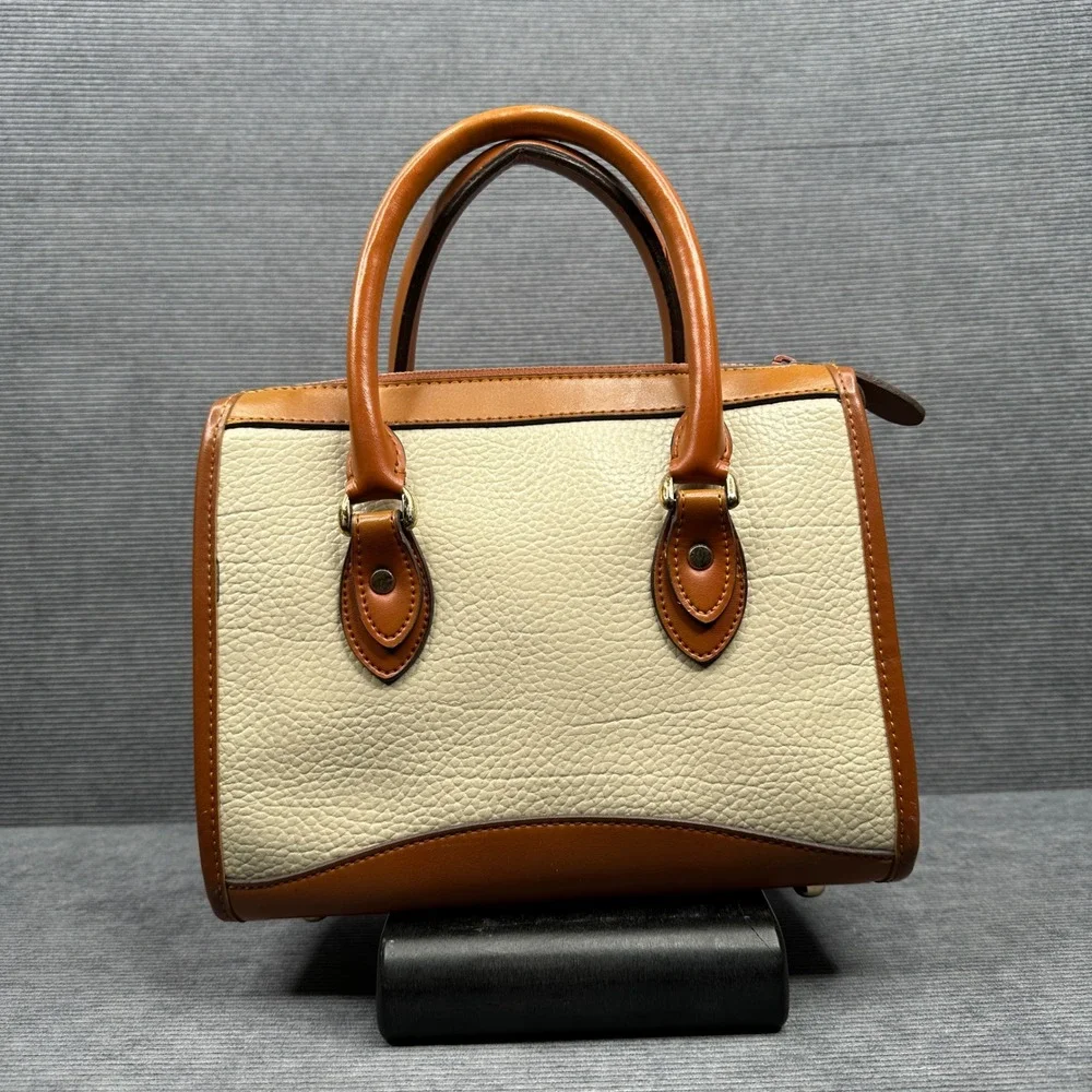 Dooney & Bourke Vintage All Weather Leather Satchel Cream Tan Doctor Bag Handbag